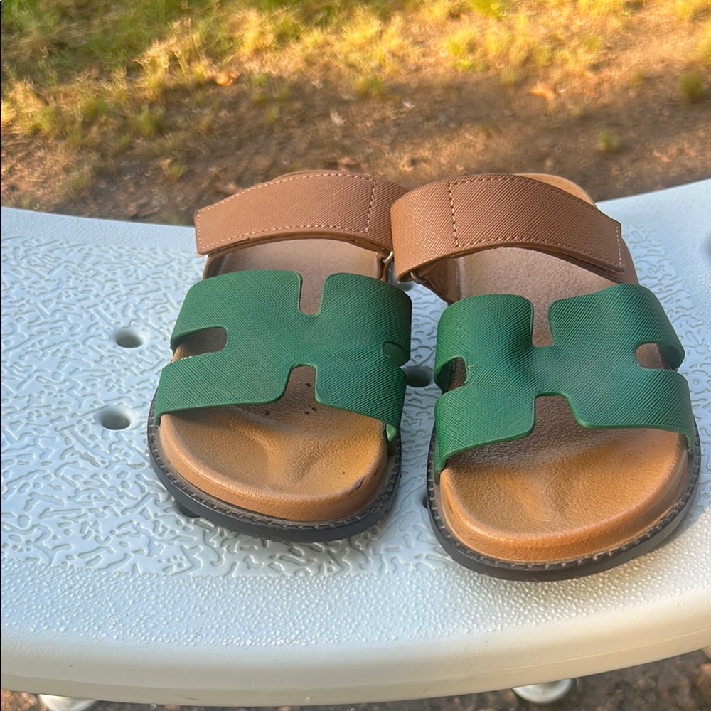 Kids Green and Brown Sandals